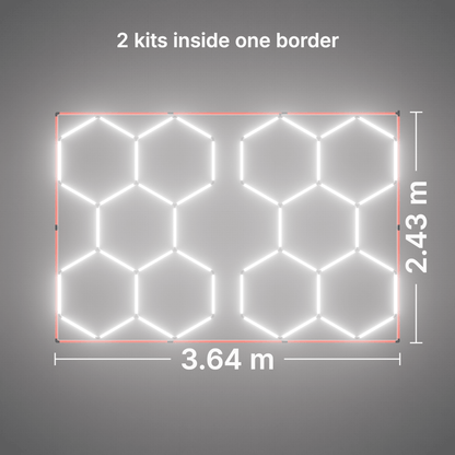 ULTRABEAM LED Light Kit Hex Classic 5-Grid B, pack of 2, Red border: its size, measured
