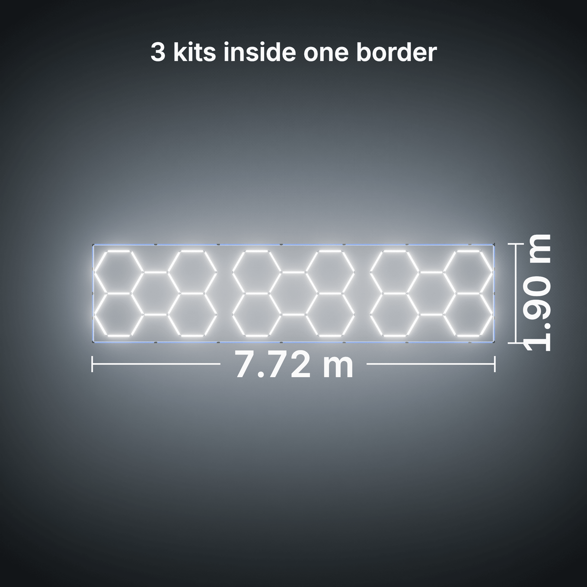 ULTRABEAM LED Light Kit Hex Classic 5-Grid B, pack of 3, Blue border: its size, measured