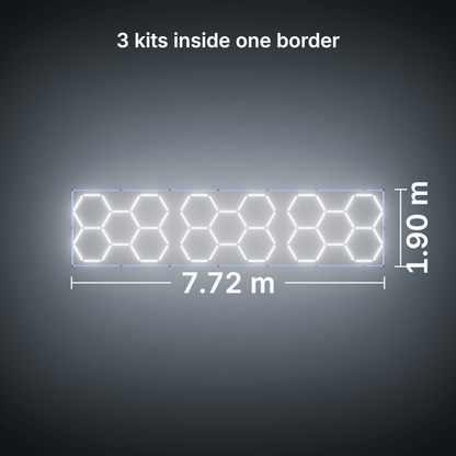 ULTRABEAM LED Light Kit Hex Classic 5-Grid B, pack of 3, Blue border: its size, measured
