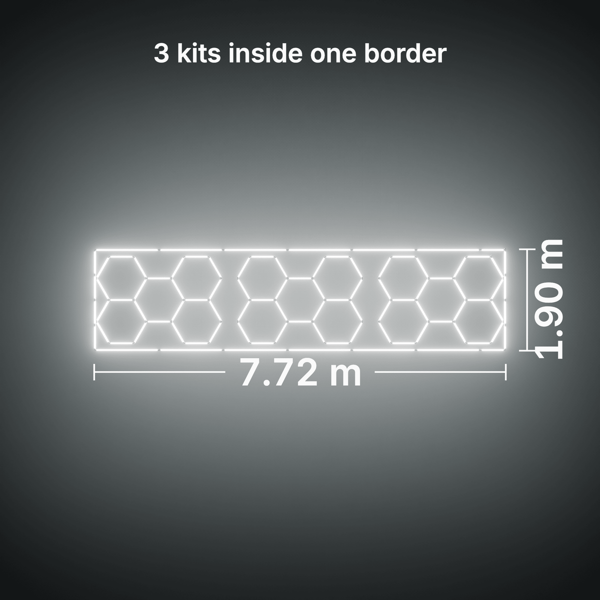 ULTRABEAM LED Light Kit Hex Classic 5-Grid B, pack of 3, Cool Daylight border: its size, measured