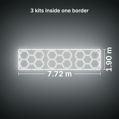 ULTRABEAM LED Light Kit Hex Classic 5-Grid B, pack of 3, Cool Daylight border: its size, measured