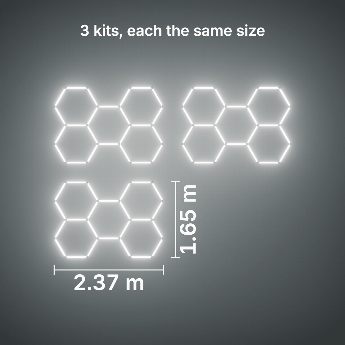 ULTRABEAM LED Light Kit Hex Classic 5-Grid B, pack of 3, no border: its size, measured