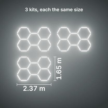 ULTRABEAM LED Light Kit Hex Classic 5-Grid B, pack of 3, no border: its size, measured