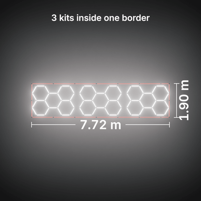 ULTRABEAM LED Light Kit Hex Classic 5-Grid B, pack of 3, Red border: its size, measured
