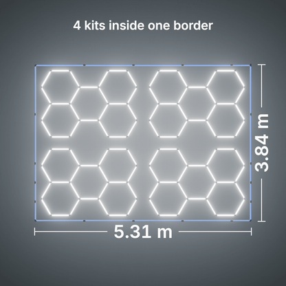 ULTRABEAM LED Light Kit Hex Classic 5-Grid B, pack of 4, Blue border: its size, measured