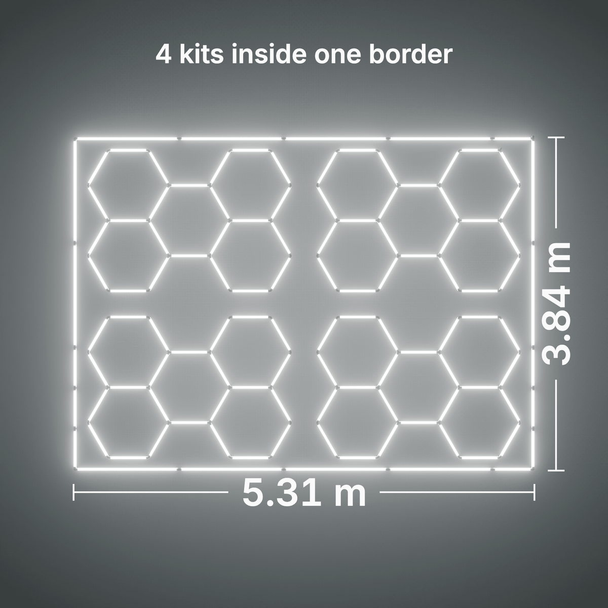 ULTRABEAM LED Light Kit Hex Classic 5-Grid B, pack of 4, Cool Daylight border: its size, measured
