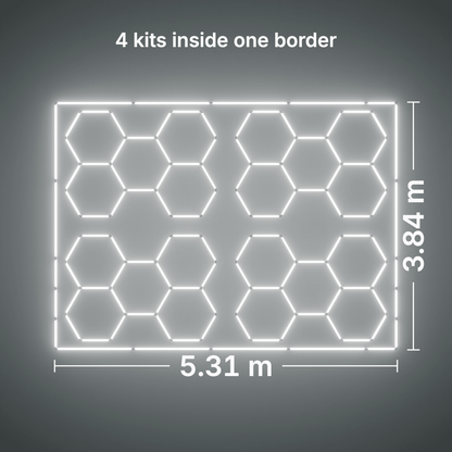 ULTRABEAM LED Light Kit Hex Classic 5-Grid B, pack of 4, Cool Daylight border: its size, measured