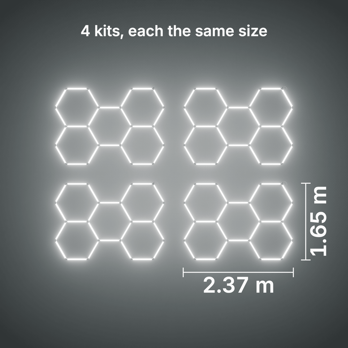 ULTRABEAM LED Light Kit Hex Classic 5-Grid B, pack of 4, no border: its size, measured
