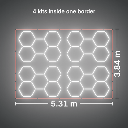ULTRABEAM LED Light Kit Hex Classic 5-Grid B, pack of 4, Red border: its size, measured