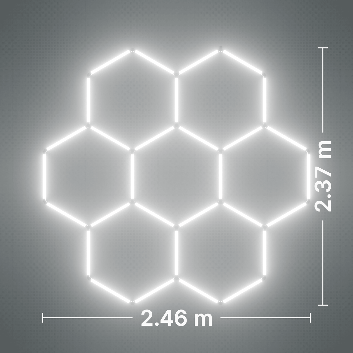ULTRABEAM LED Light Kit Hex Classic 7-Grid B, no border: its size, measured