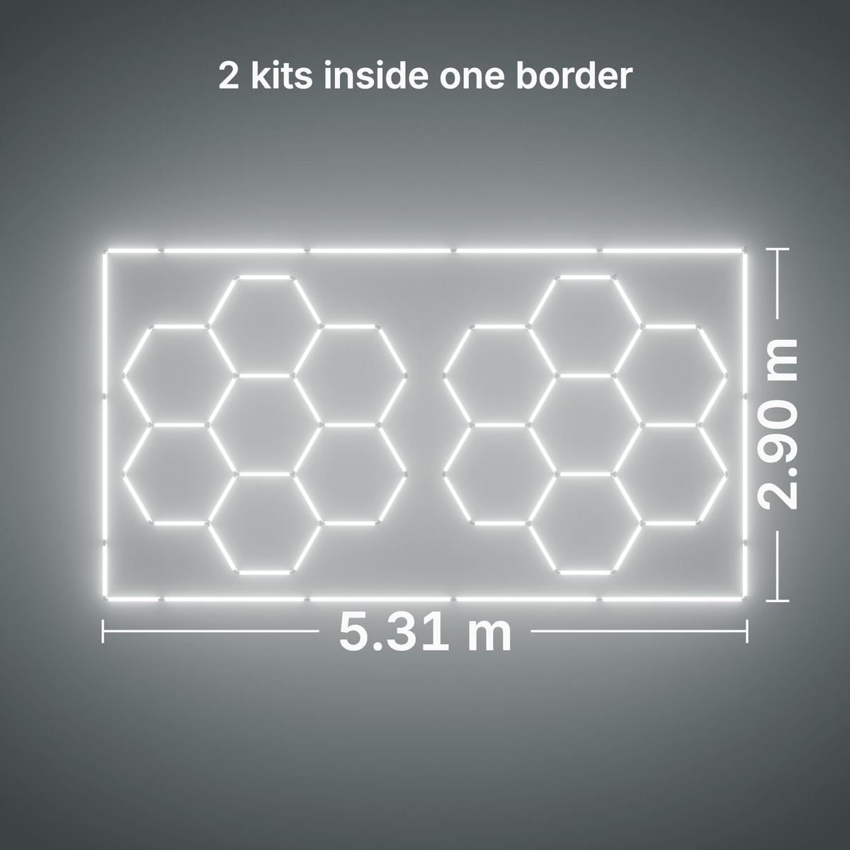 ULTRABEAM LED Light Kit Hex Classic 7-Grid B, pack of 2, Cool Daylight border: its size, measured