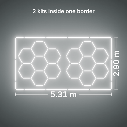 ULTRABEAM LED Light Kit Hex Classic 7-Grid B, pack of 2, Cool Daylight border: its size, measured