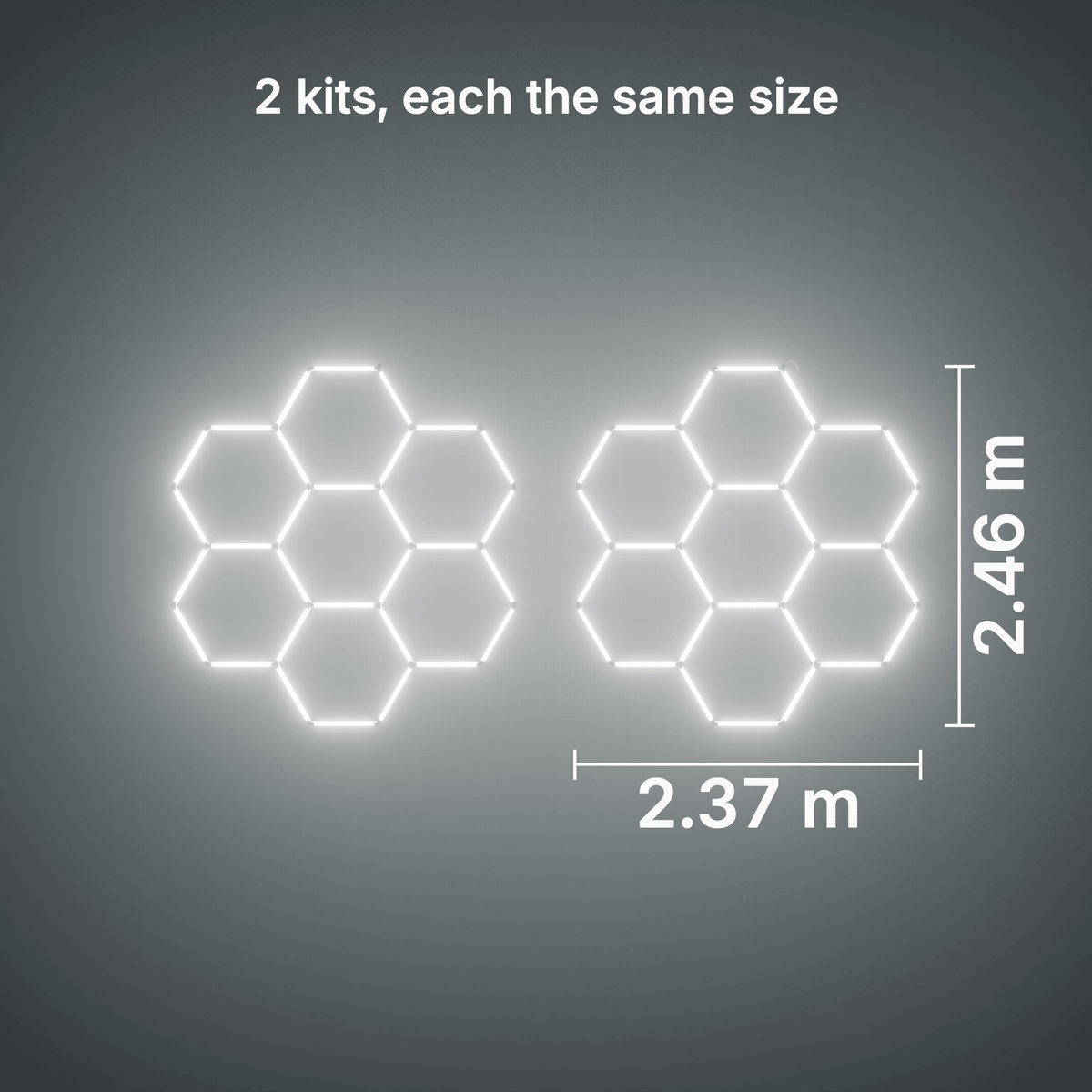 ULTRABEAM LED Light Kit Hex Classic 7-Grid B, pack of 2, no border: its size, measured