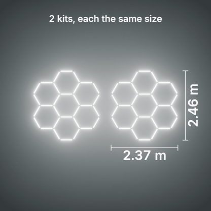ULTRABEAM LED Light Kit Hex Classic 7-Grid B, pack of 2, no border: its size, measured