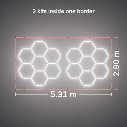 ULTRABEAM LED Light Kit Hex Classic 7-Grid B, pack of 2, Red border: its size, measured