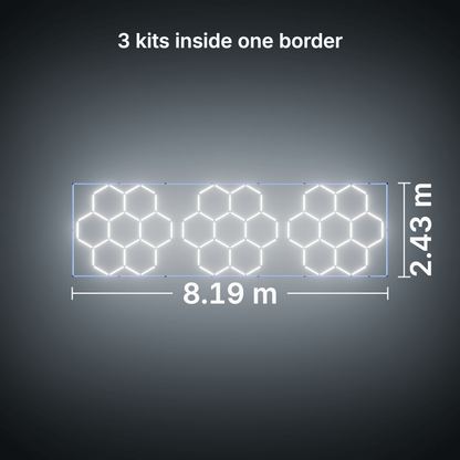 ULTRABEAM LED Light Kit Hex Classic 7-Grid B, pack of 3, Blue border: its size, measured