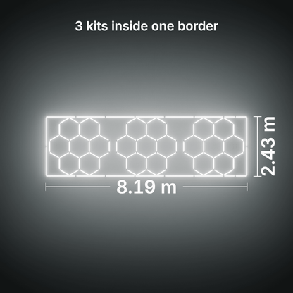 ULTRABEAM LED Light Kit Hex Classic 7-Grid B, pack of 3, Cool Daylight border: its size, measured
