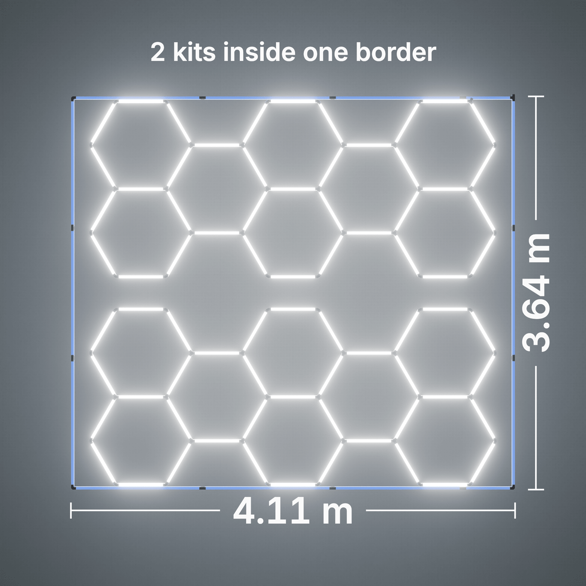ULTRABEAM LED Light Kit Hex Classic 8-Grid A (Pack of 2), Blue border: its size, measured