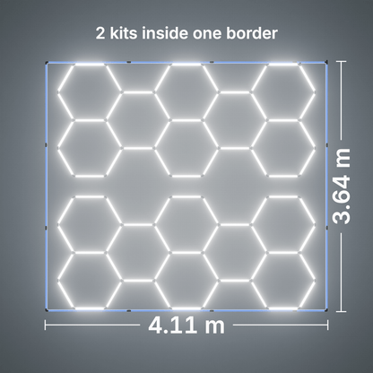ULTRABEAM LED Light Kit Hex Classic 8-Grid A (Pack of 2), Blue border: its size, measured