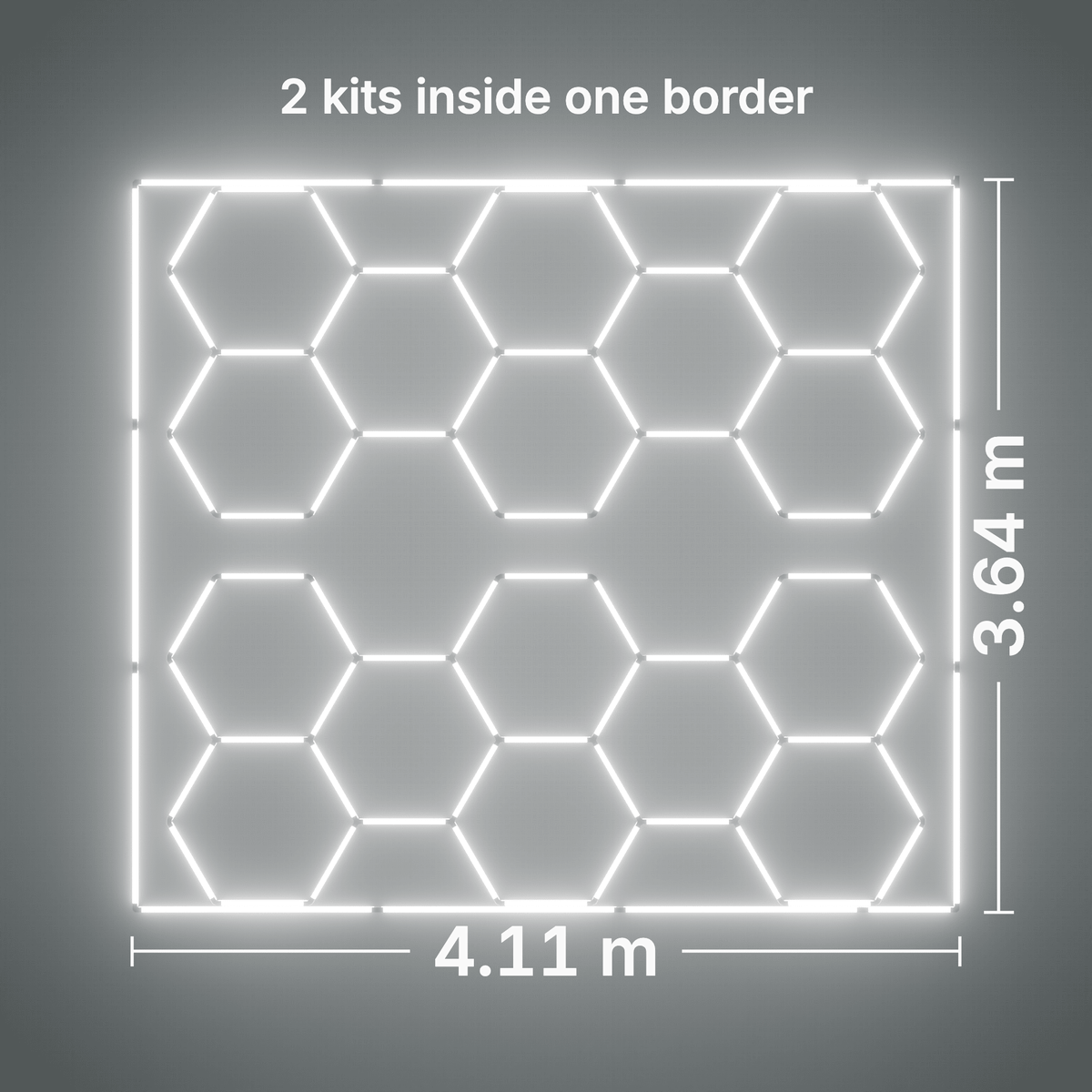ULTRABEAM LED Light Kit Hex Classic 8-Grid A (Pack of 2), Cool Daylight border: its size, measured