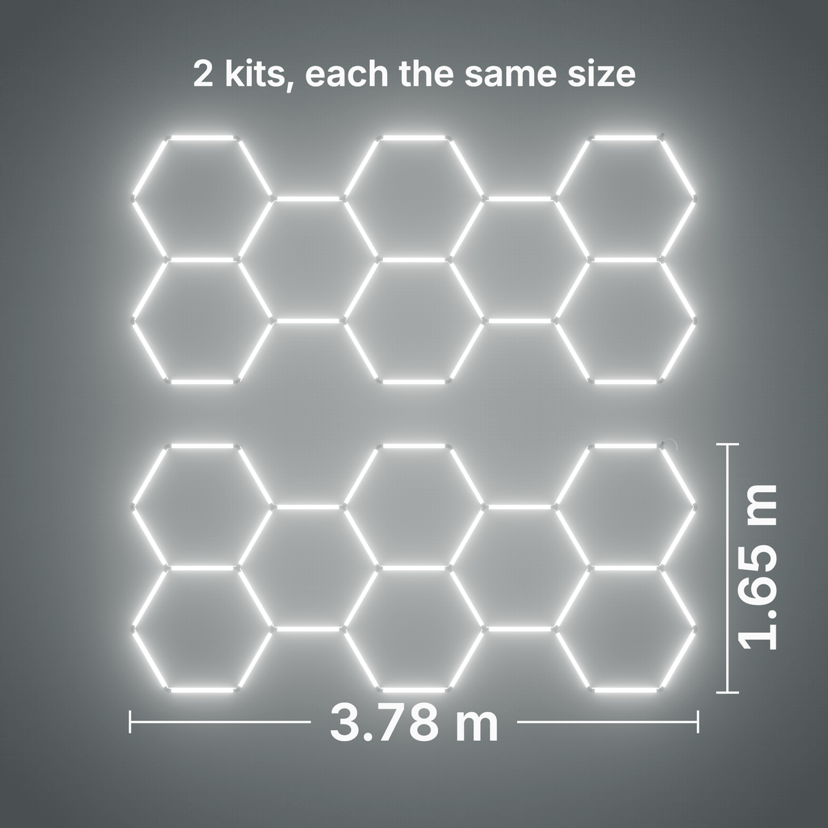 ULTRABEAM LED Light Kit Hex Classic 8-Grid A (Pack of 2), no border: its size, measured