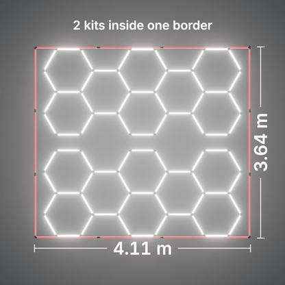 ULTRABEAM LED Light Kit Hex Classic 8-Grid A (Pack of 2), Red border: its size, measured