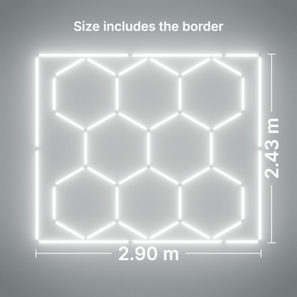 ULTRABEAM LED Light Kit Hex Classic 8-Grid B, Cool Daylight border: its size, measured