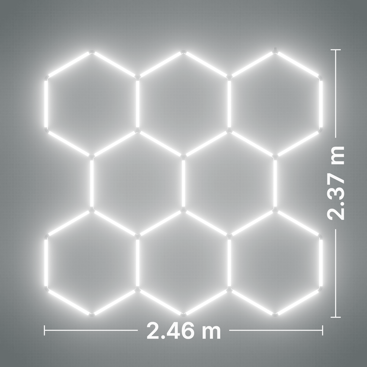 ULTRABEAM LED Light Kit Hex Classic 8-Grid B, no border: its size, measured