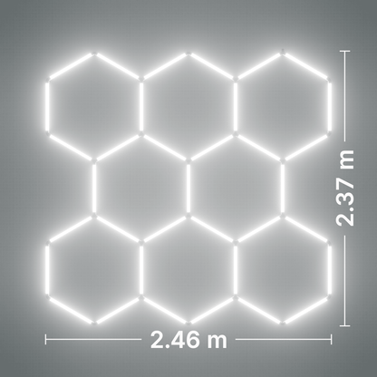 ULTRABEAM LED Light Kit Hex Classic 8-Grid B, no border: its size, measured