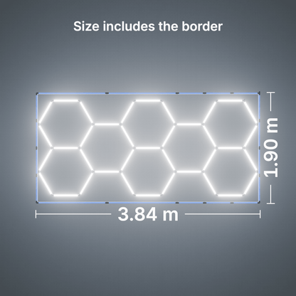ULTRABEAM LED Light Kit Hex Classic 8-Grid C, Blue border: its size, measured