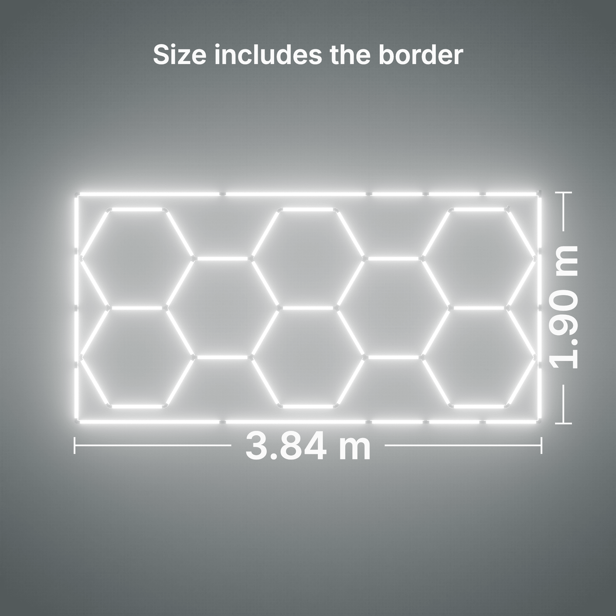 ULTRABEAM LED Light Kit Hex Classic 8-Grid C, Cool Daylight border: its size, measured