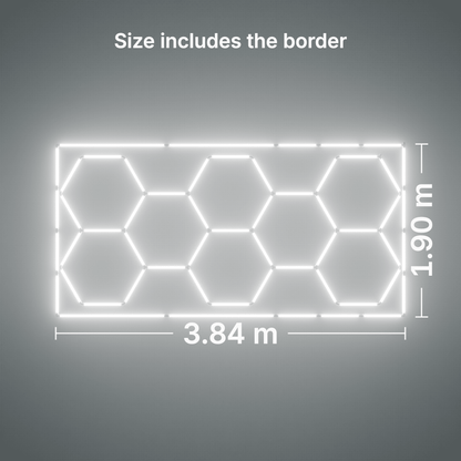 ULTRABEAM LED Light Kit Hex Classic 8-Grid C, Cool Daylight border: its size, measured