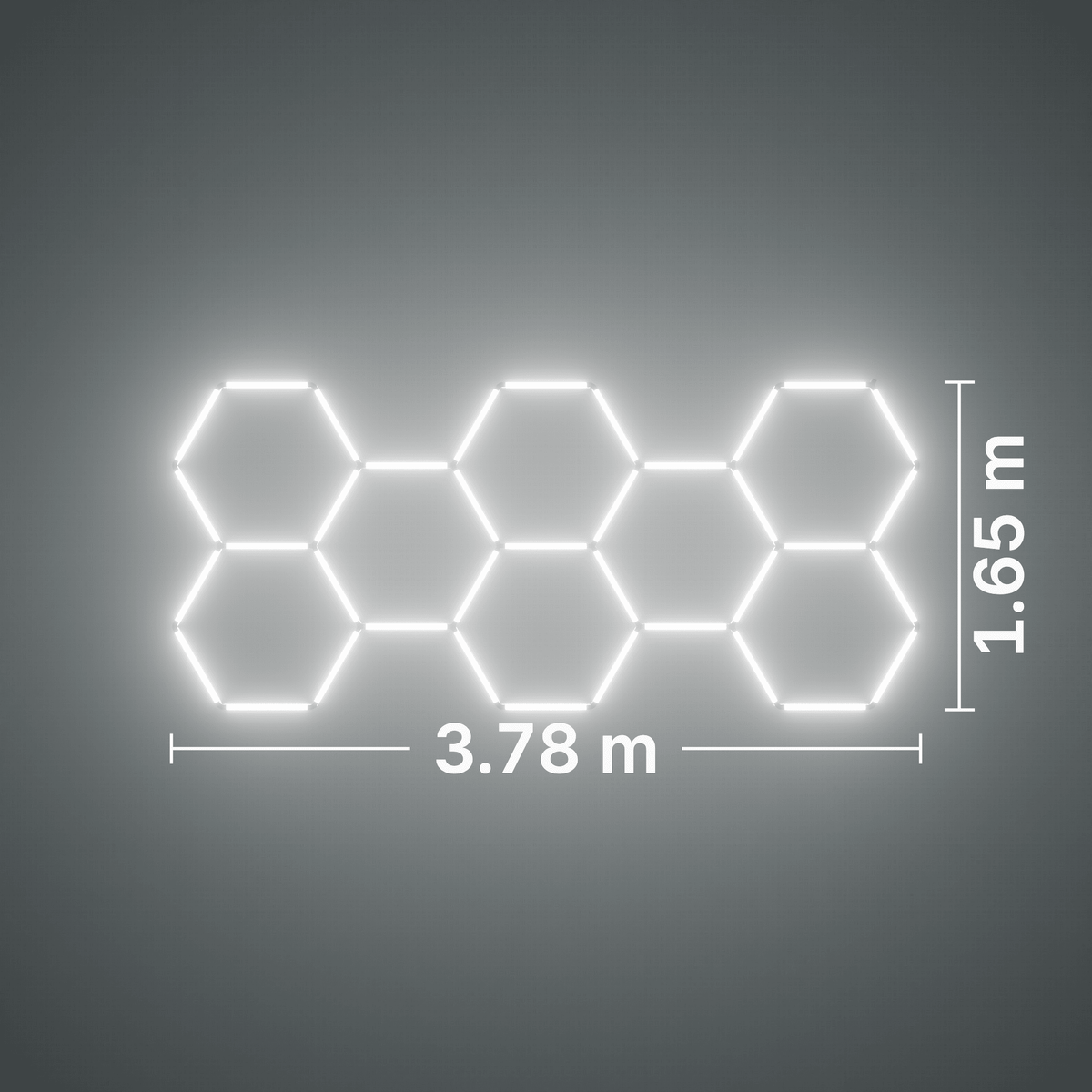 ULTRABEAM LED Light Kit Hex Classic 8-Grid C, no border: its size, measured