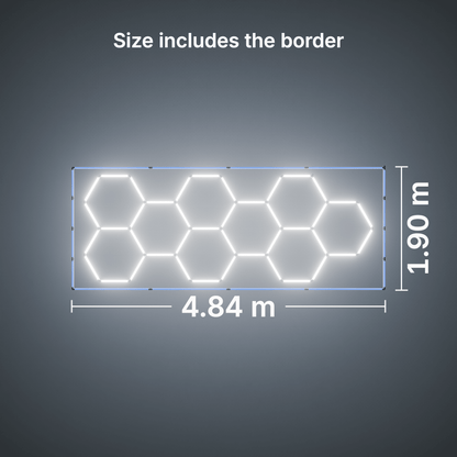 ULTRABEAM LED Light Kit Hex Classic 9-Grid A, Blue border: its size, measured