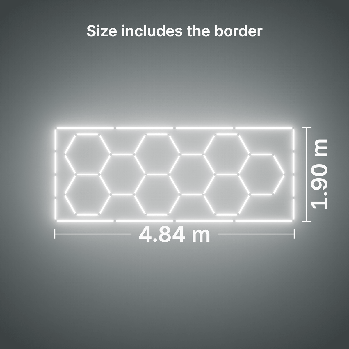 ULTRABEAM LED Light Kit Hex Classic 9-Grid A, Cool Daylight border: its size, measured