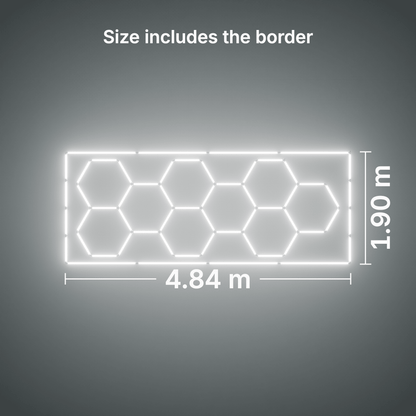 ULTRABEAM LED Light Kit Hex Classic 9-Grid A, Cool Daylight border: its size, measured