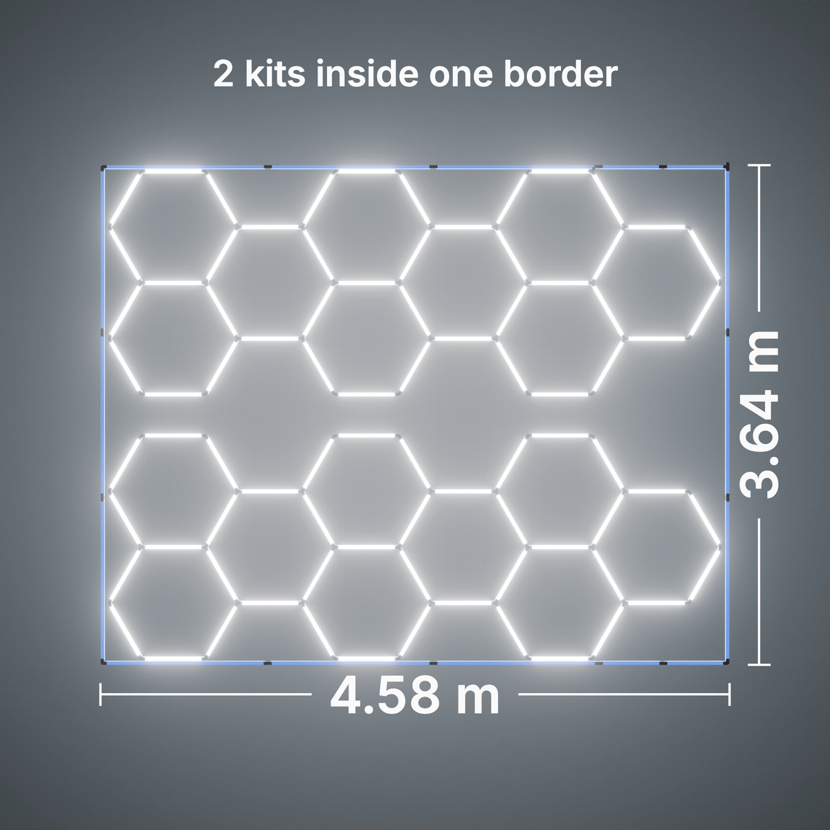 ULTRABEAM LED Light Kit Hex Classic 9-Grid A, pack of 2, Blue border: its size, measured