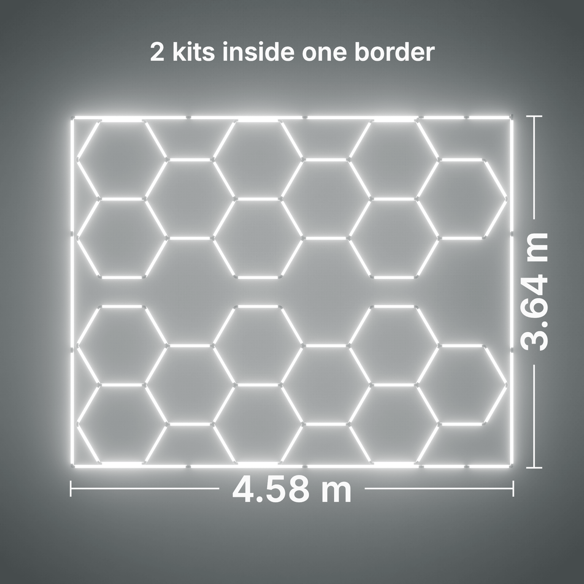 ULTRABEAM LED Light Kit Hex Classic 9-Grid A, pack of 2, Cool Daylight border: its size, measured