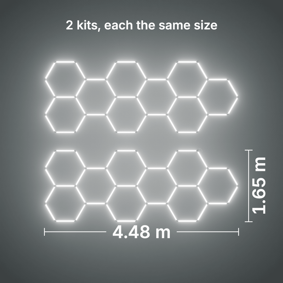 ULTRABEAM LED Light Kit Hex Classic 9-Grid A, pack of 2, no border: its size, measured