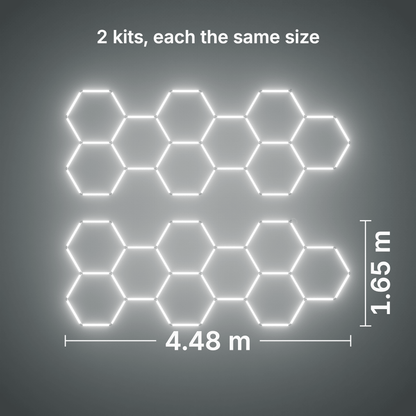 ULTRABEAM LED Light Kit Hex Classic 9-Grid A, pack of 2, no border: its size, measured
