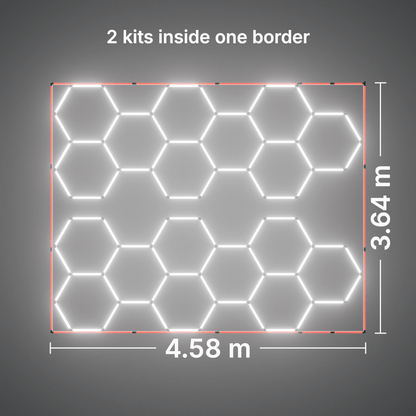 ULTRABEAM LED Light Kit Hex Classic 9-Grid A, pack of 2, Red border: its size, measured