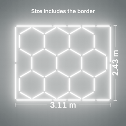 ULTRABEAM LED Light Kit Hex Classic 9-Grid C, Cool Daylight border: its size, measured