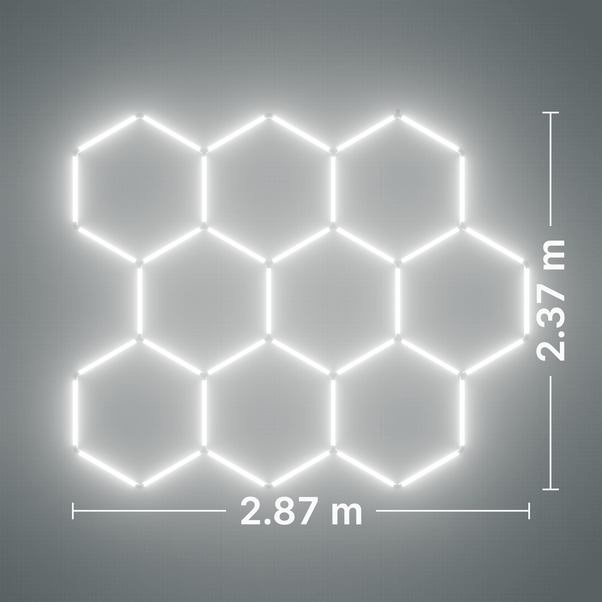 ULTRABEAM LED Light Kit Hex Classic 9-Grid C, no border: its size, measured