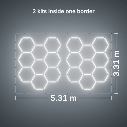 ULTRABEAM LED Light Kit Hex Classic 9-Grid C, pack of 2, Blue border: its size, measured