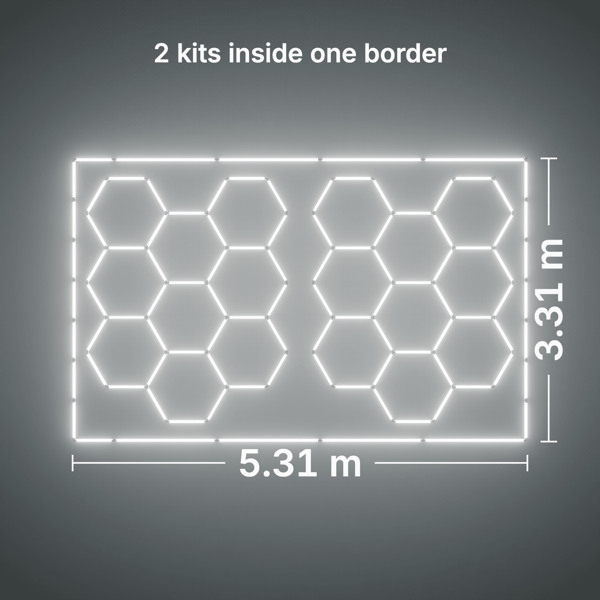 ULTRABEAM LED Light Kit Hex Classic 9-Grid C, pack of 2, Cool Daylight border: its size, measured