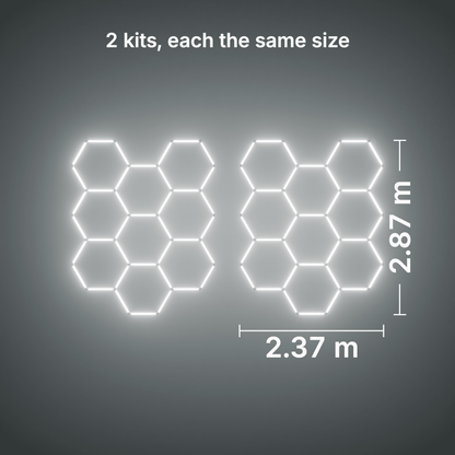 ULTRABEAM LED Light Kit Hex Classic 9-Grid C, pack of 2, no border: its size, measured