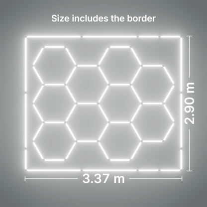 ULTRABEAM LED Light Kit Hex Classic 10-Grid B, Cool Daylight border: its size, measured