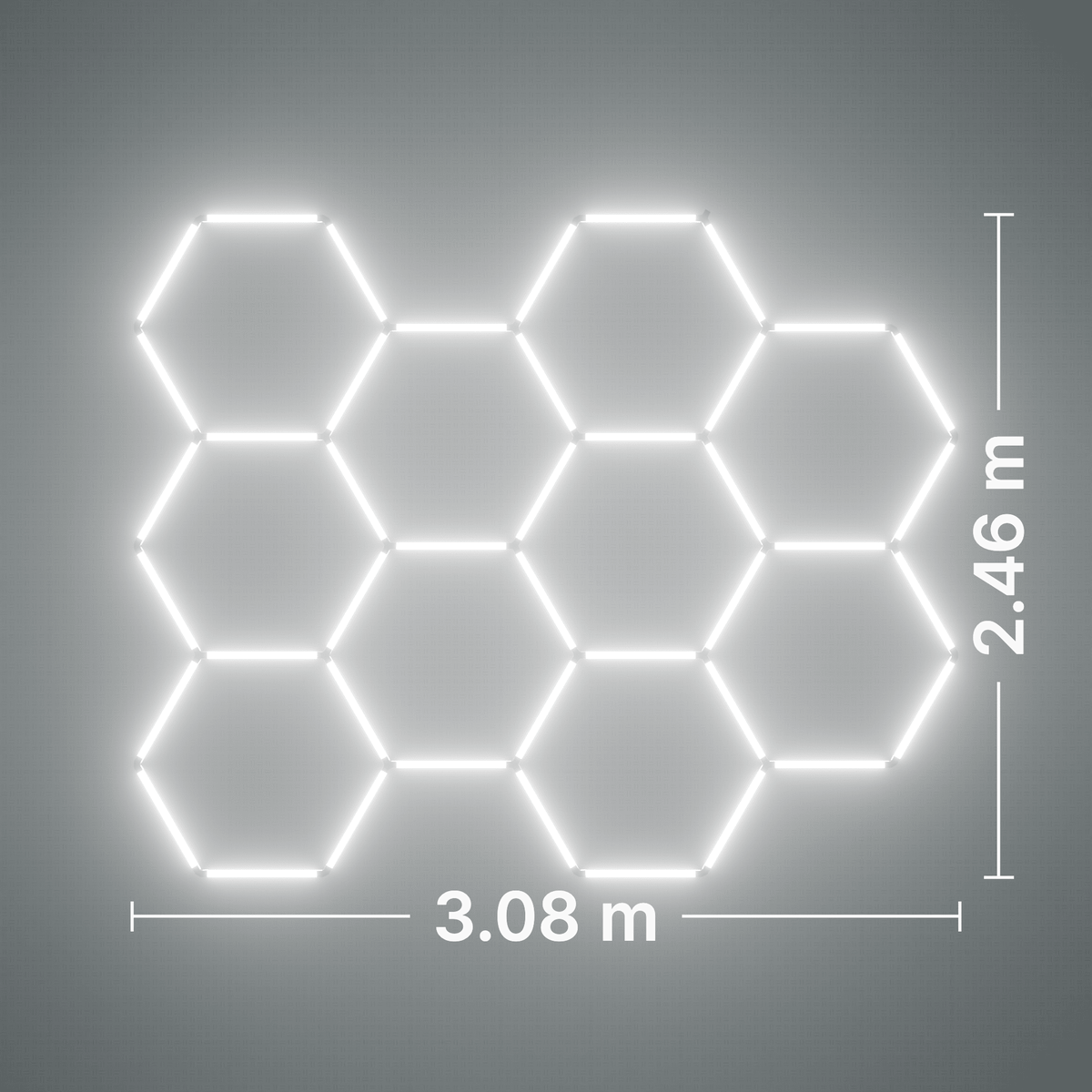 ULTRABEAM LED Light Kit Hex Classic 10-Grid B, no border: its size, measured