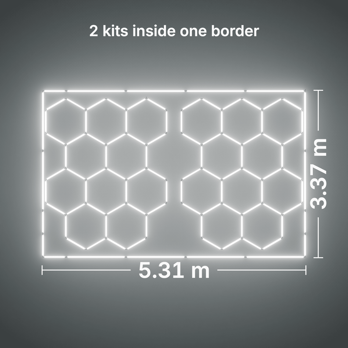 ULTRABEAM LED Light Kit Hex Classic 10-Grid B, pack of 2, Cool Daylight border: its size, measured