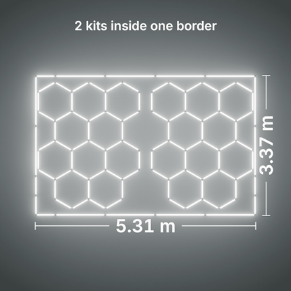 ULTRABEAM LED Light Kit Hex Classic 10-Grid B, pack of 2, Cool Daylight border: its size, measured